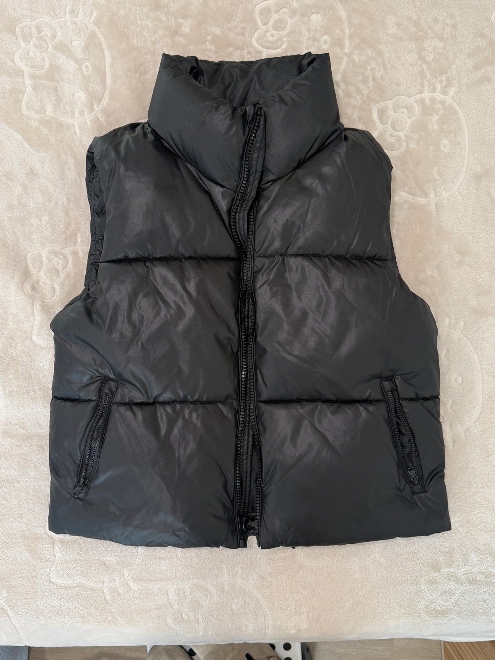 Old Navy Black Quilted Vest with Chunky Zipper